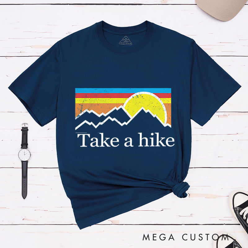 Personalized Take a Hike Adventur T-Shirt  Sunset Mountain Hiking Camping Nature Lover Shirt Gift for Travel Friend