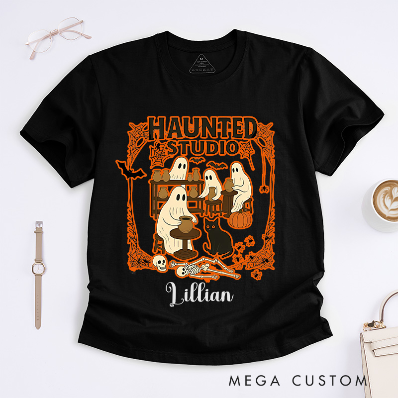 Personalized Haunted Studio Classic T-Shirts for Pottery Lovers Halloween Gift for Ceramics Artist