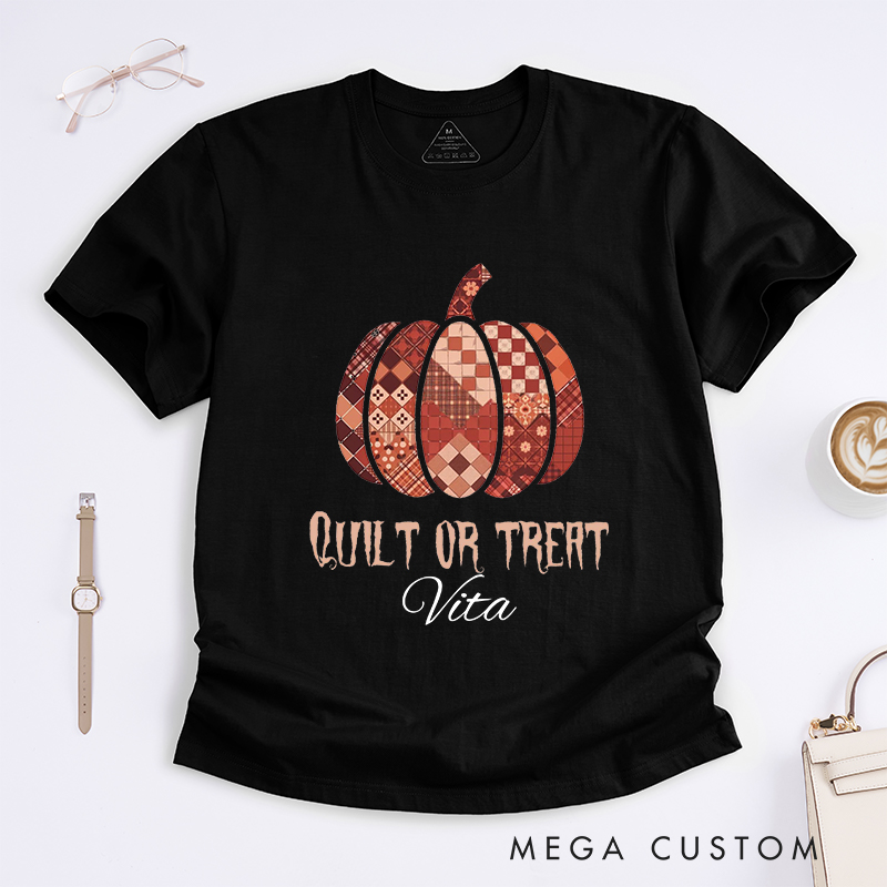 Personalized Quilt or Treat Classic T-Shirts for Sewing Lovers Halloween Sewer Gift Shirt