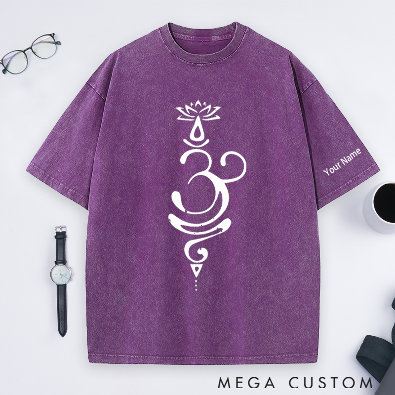Personalized Yoga Teacher Washed T-Shirt with Elegant Line Art Design Perfect Gift for Yoga Lover and Daily Wear