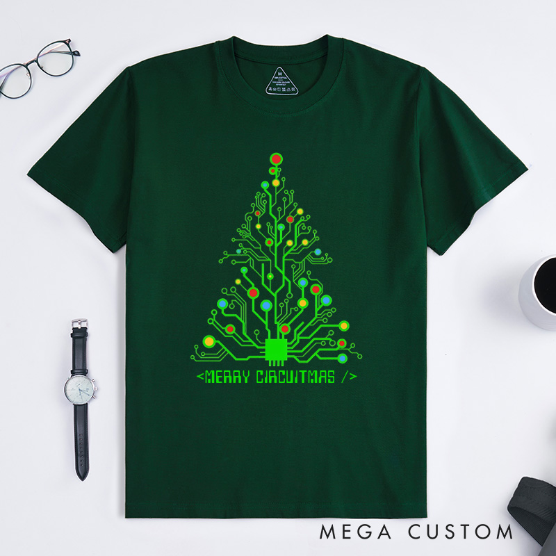 Personalized Merry Circuitmas T-Shirt Programmer Computer Technology Lovers Shirt Christmas Gift for Geek Nerd