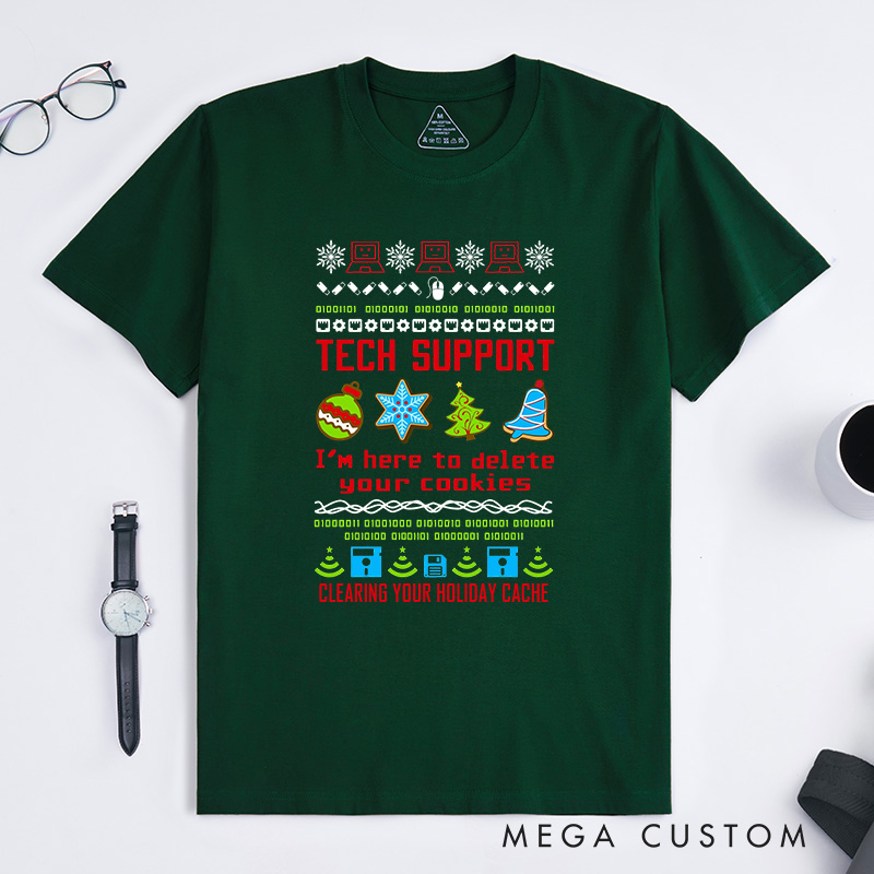 Personalized Tech Support Christmas T-Shirt Programmer Computer Technology Lovers Shirt Christmas Gift for Geek Nerd