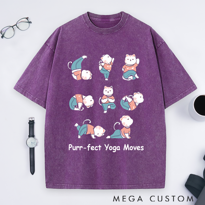Personalized Yoga T-Shirt with Cute Cat Yoga Pose Design Perfect Gift for Yoga Lover and Cat Lover