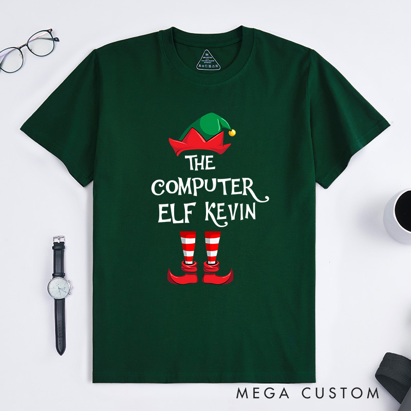 Personalized the Computer Elf Christmas T-Shirt Programmer Technology Lovers Shirt Christmas Gift for Geek