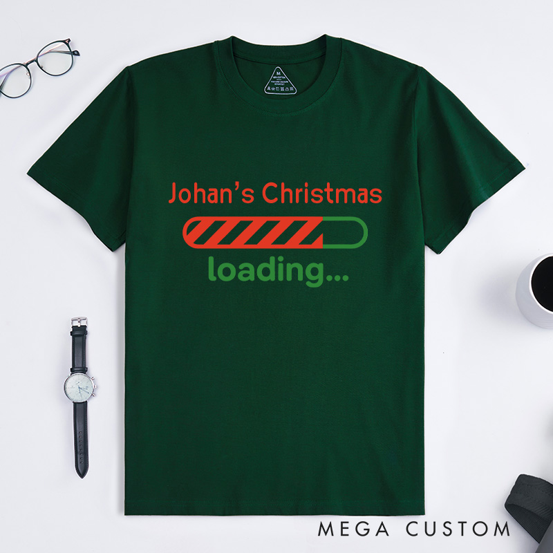 Personalized Funny Christmas Loading Bar T-Shirt Computer Technology Lovers Shirt Christmas Gift for Geek