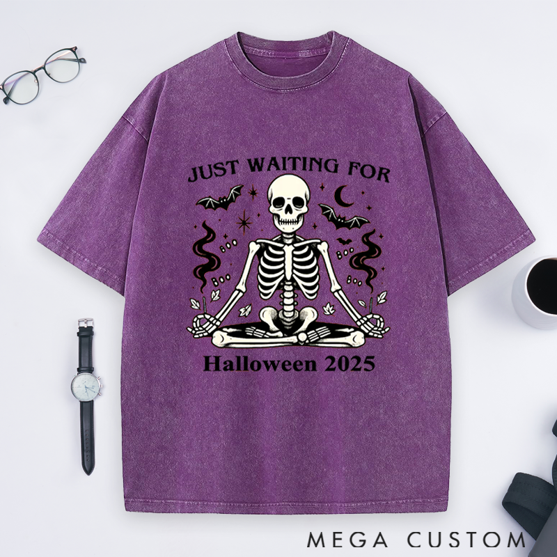 Personalized Funny Halloween Yoga T-Shirt with Skeleton Meditation Design Perfect Gift for Yoga Lover and Halloween