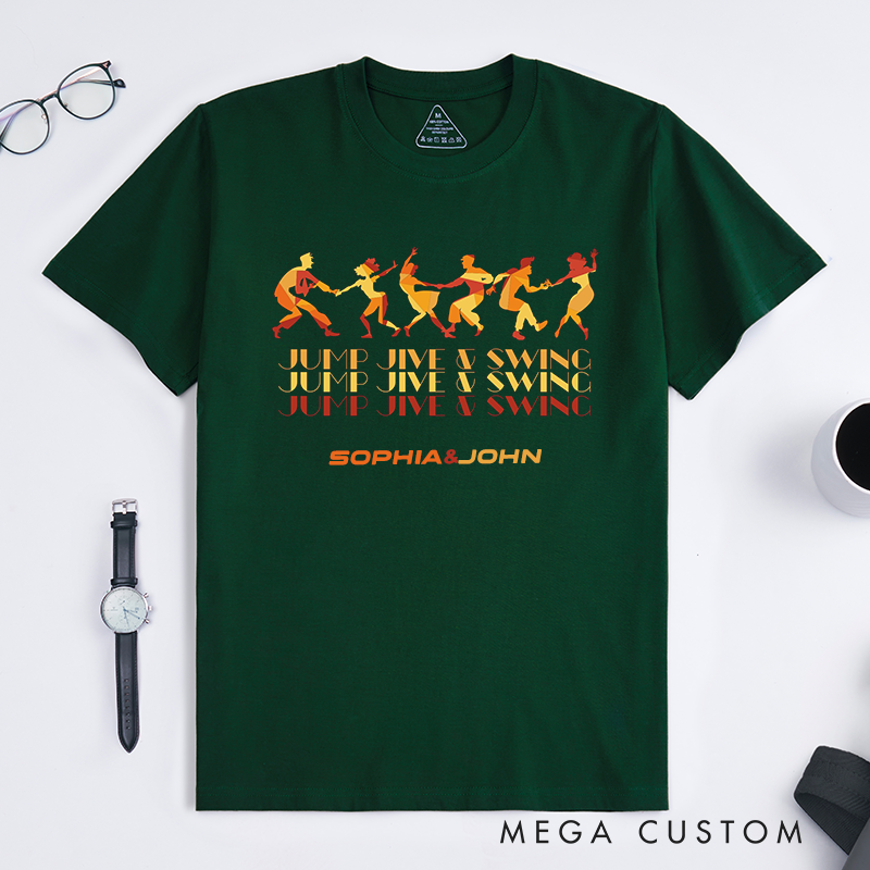 Personalized Jump Jive And Swing Dance T-Shirts Retro Swing Dance Gift for Dancer Men Women Custom Name Tee Unisex Cool Dancewear Present