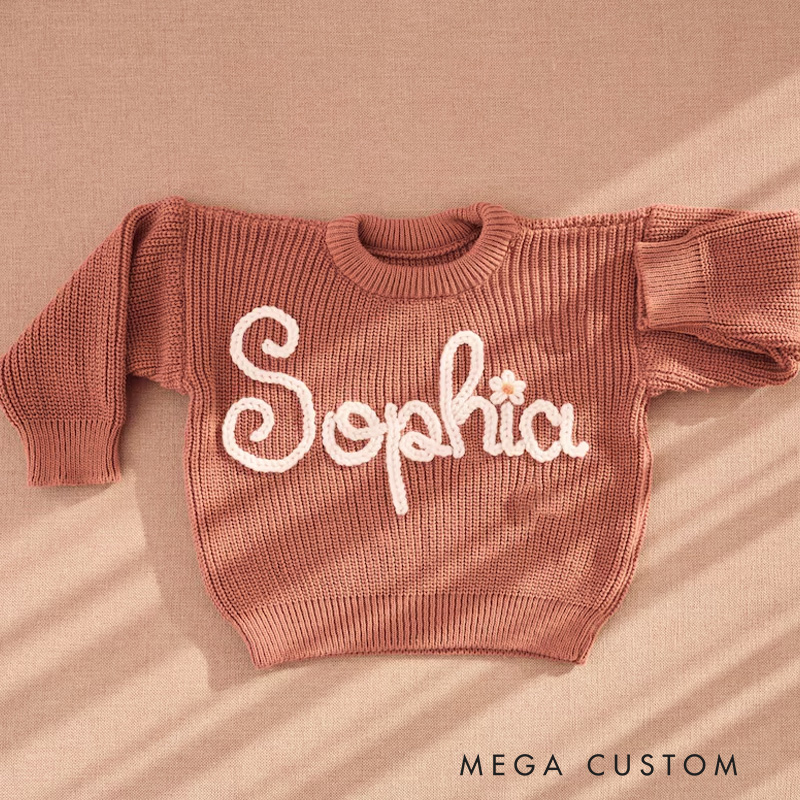 Personalized Knit Sweater with Name Gift for Girls Boys Nursery Gifts