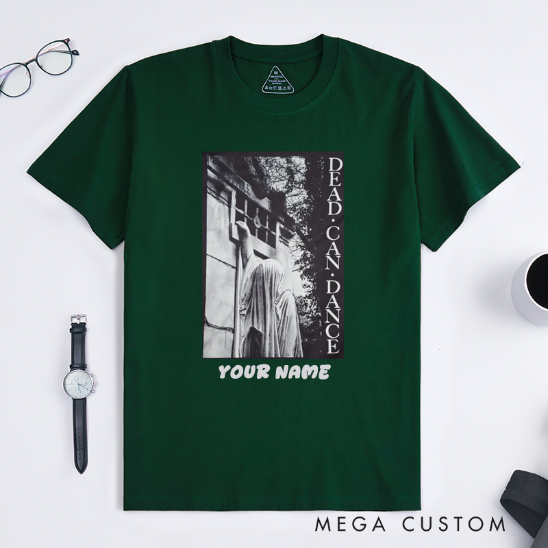 Personalized Gothic Art Statue T-Shirts for Men and Women Unique Vintage Dead Dance Graphic Tee Custom Name Gift for Friends Family Lovers