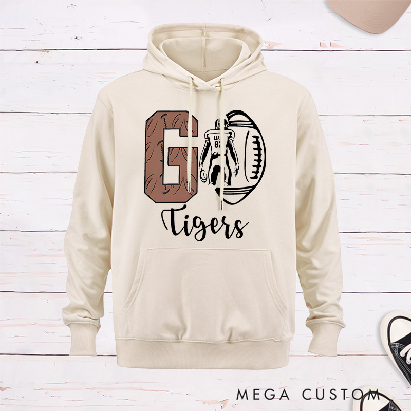 Personalized American Football Element Go Hoodie with Custom Name and Number
