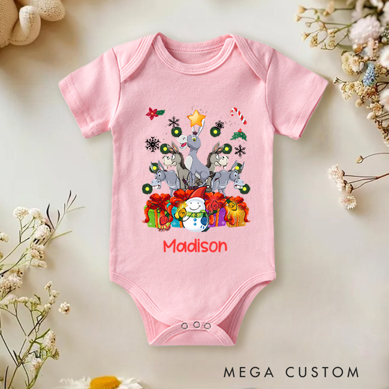 Personalized Christmas Characters Baby Onesie Perfect for a Playful and Joyful Holiday Celebration Baby Onesie