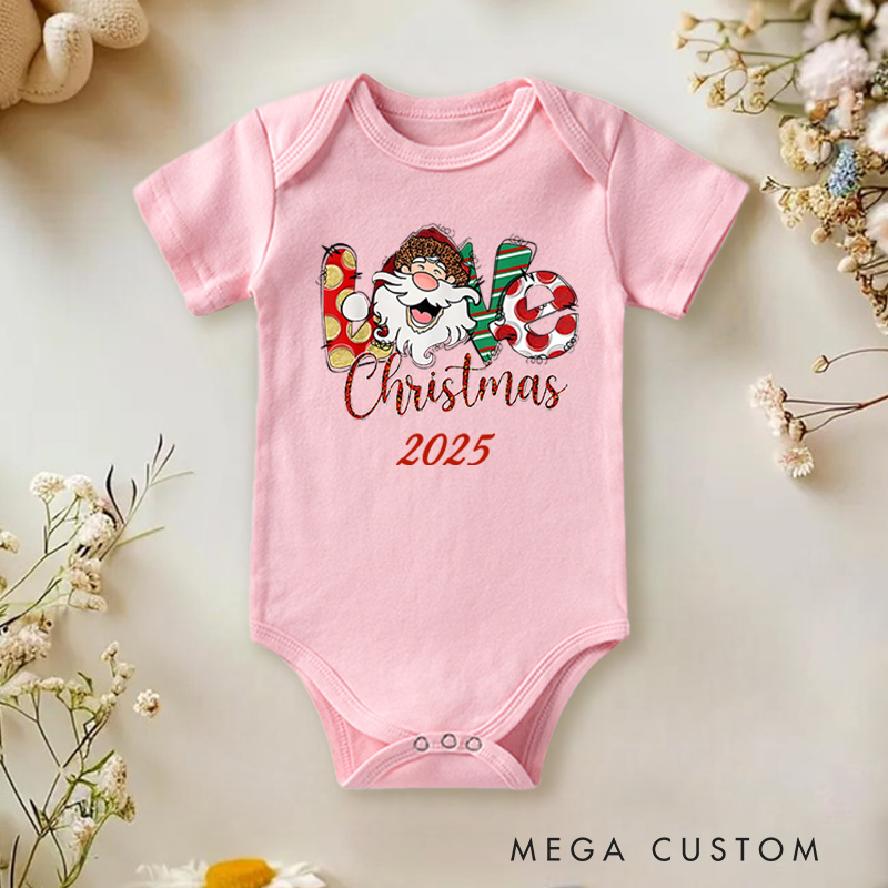 Personalized Love Christmas Baby Onesie Perfect for Celebrating the Holiday Spirit with Festive Cheer Baby Onesie