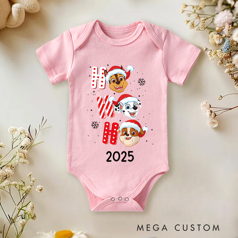 Personalized Ho Ho Ho Christmas Baby Onesie Perfect for Adding Festive Cheer to Holiday Celebrations Baby Onesie