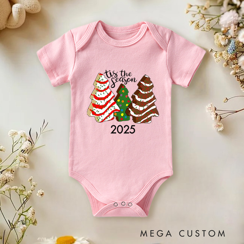 Personalized Tis the Season Christmas Trees Baby Onesie Perfect for Marking a Festive Holiday Moment Baby Onesie