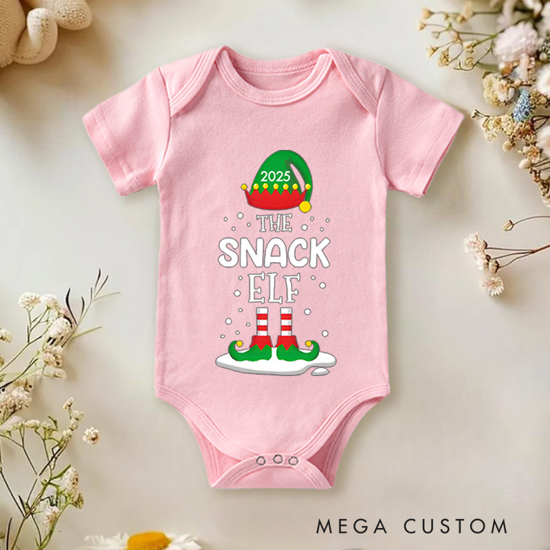 Personalized Snack Elf Baby Onesie Perfect for Adding Playful Fun to Holiday Gatherings Baby Onesie