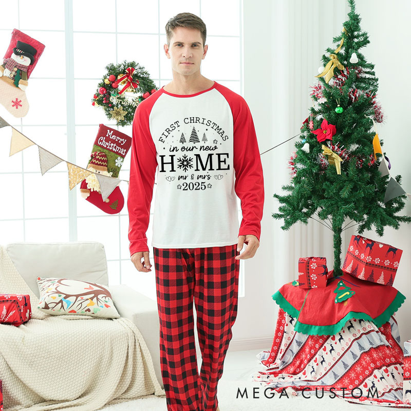 Personalized Couple First Christmas in Our New Home Christmas Pajamas Custom Year Mr and Mrs Christmas Pjs Christmas Housewarming Holiday Gift