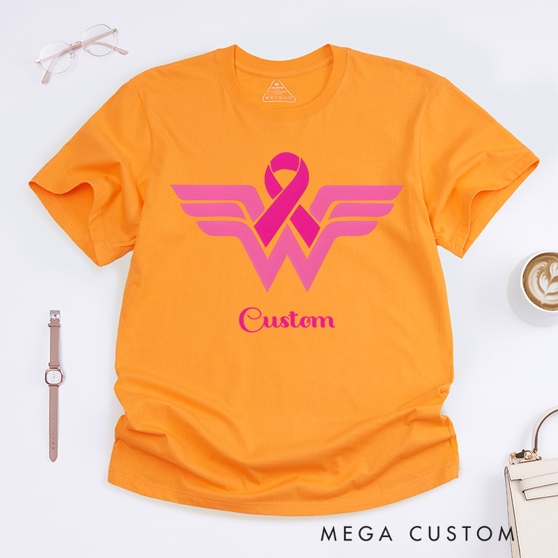 Personalized Breast Cancer Awareness Pink Ribbon T-Shirt Cancer Survivor Gift