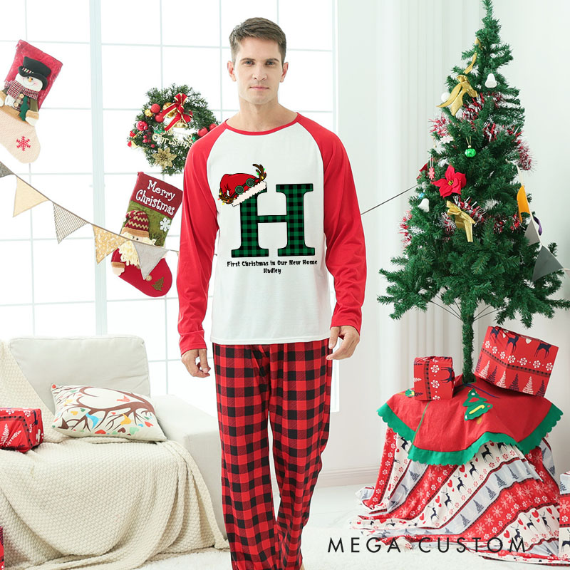 Personalized Family Christmas Name Pajamas Monogrammed Family Christmas Pajamas First Christmas in Our New Home Gifts