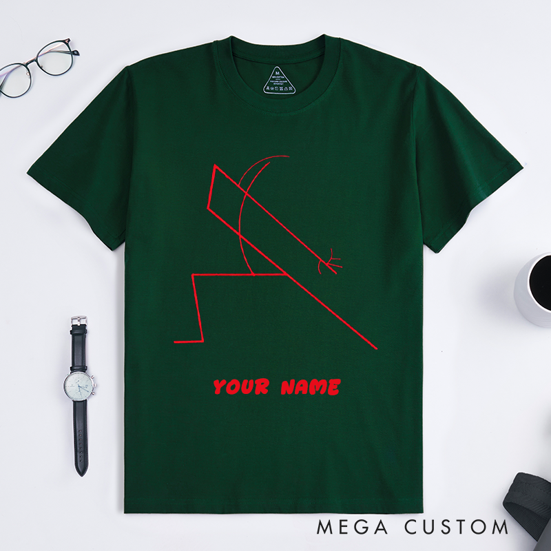 Personalized Abstract Geometric Figure Dance Unisex T-Shirts Custom Name Minimalist Red Line Art Unique Gift for Friends Family Casual Wear
