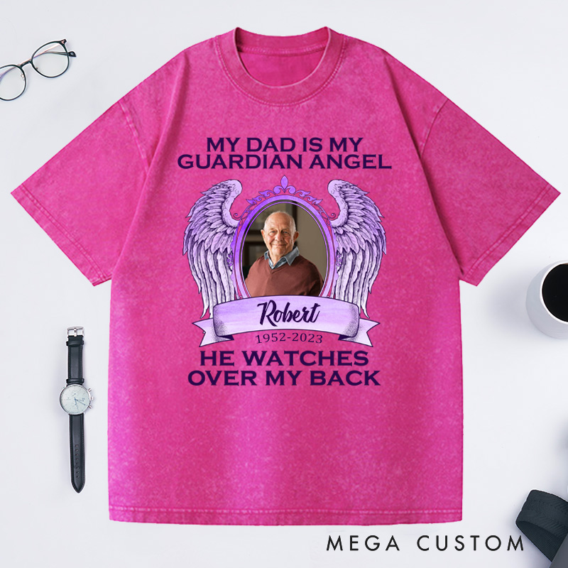 Personalized in loving Memory Washed T-Shirt Rest in Peace Shirt  Heaven Shirt Custom Photo Shirt My XX Is My Guardian Angel Shirt