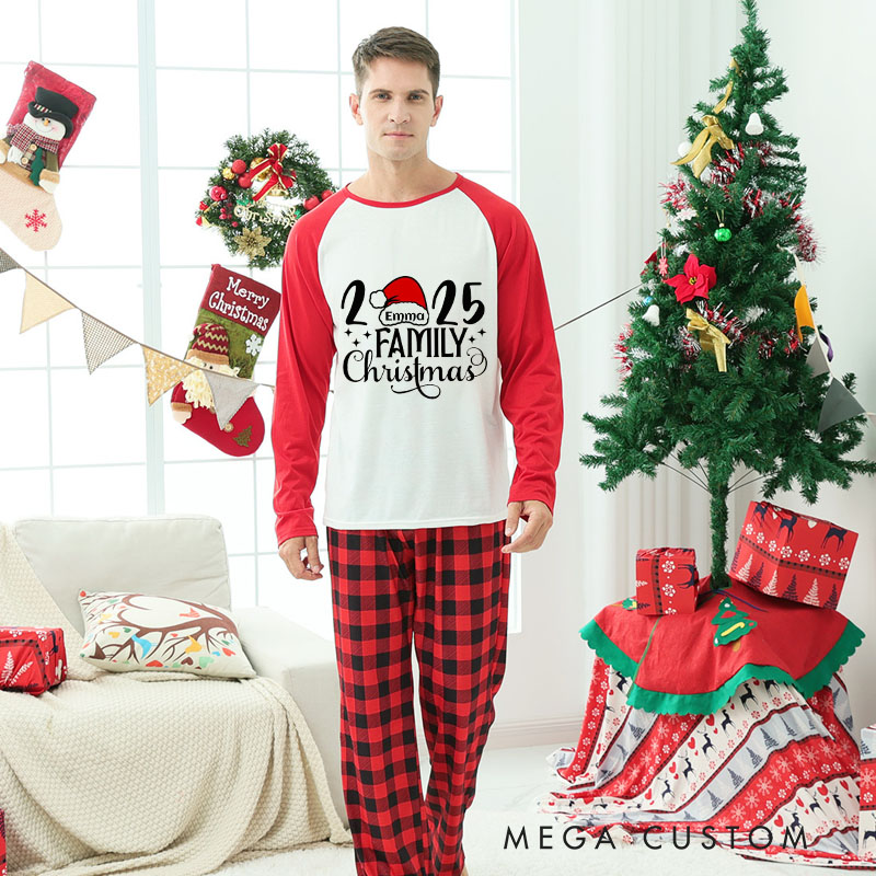 Personalized 2025 Family Christmas Adult Pajamas Custom Name Housewarming Holiday Sleepwear Festive New Home Loungewear for Couples and Families