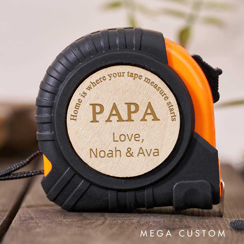 Personalized Papa Tape Measure Home Is Where Your Tape Measure Starts Custom Housewarming Gift for Father New Home Tool Accessories from Kids
