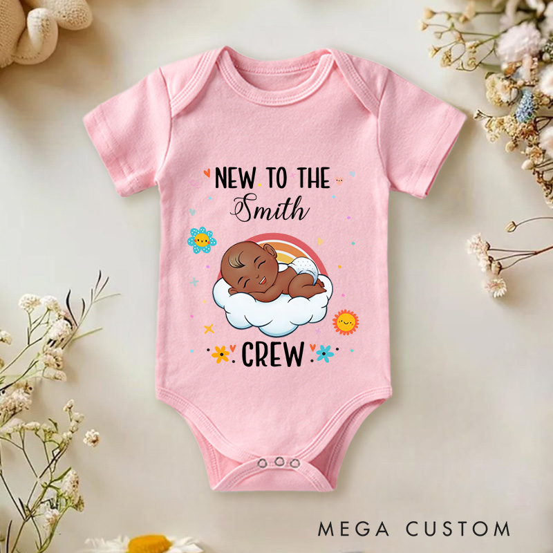 Personalized New to The Crew Baby Onesie