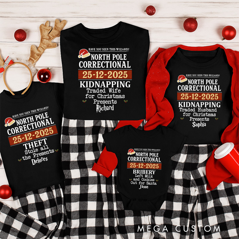 Personalized Magic Inspired North Pole Correctional Christmas Family Matching Shirts Group Shirts Movie Holiday Shirt