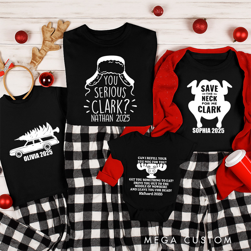 Personalized Classic Christmas Movie Inspired Funny Christmas Family Matching Shirts Group Shirts Movie Holiday Shirt
