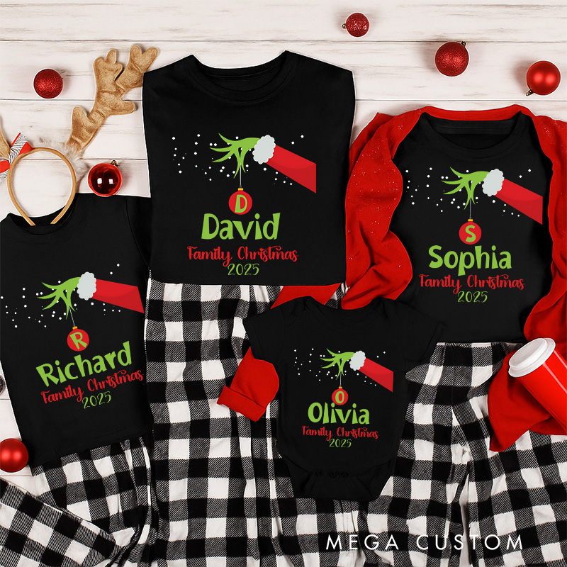 Personalized Classic Christmas Movie Inspired Green Monster Christmas Family Matching Shirts Group Shirts Movie Holiday Shirt