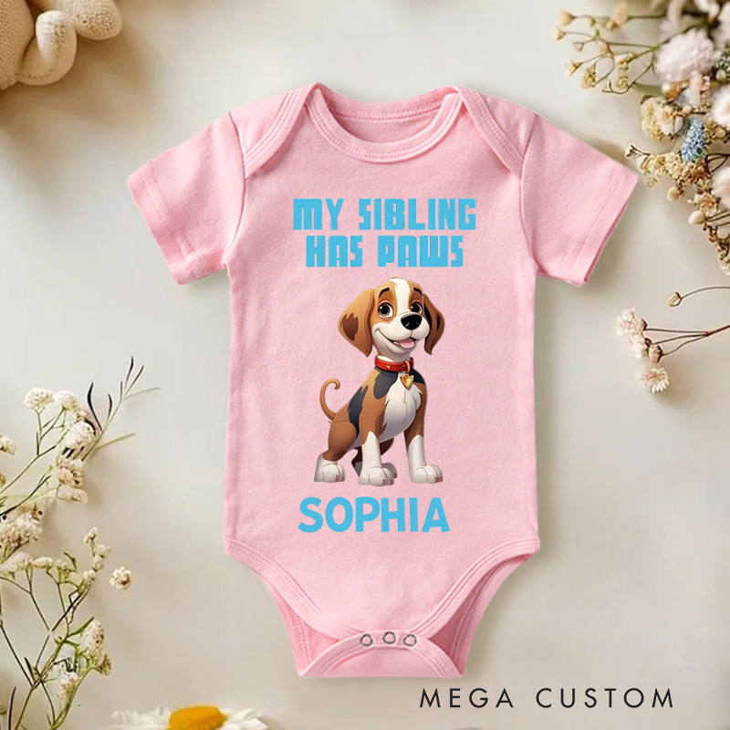 Personalized Adorable Pet Sibling Celebration with Cute Canine Companion Theme for Little Ones Baby bodysuit