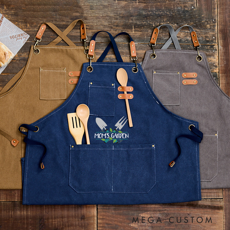 Personalized Gardening Apron with Name Green Planting Apron Gardening Apron with Pockets Outdoor Aprons 