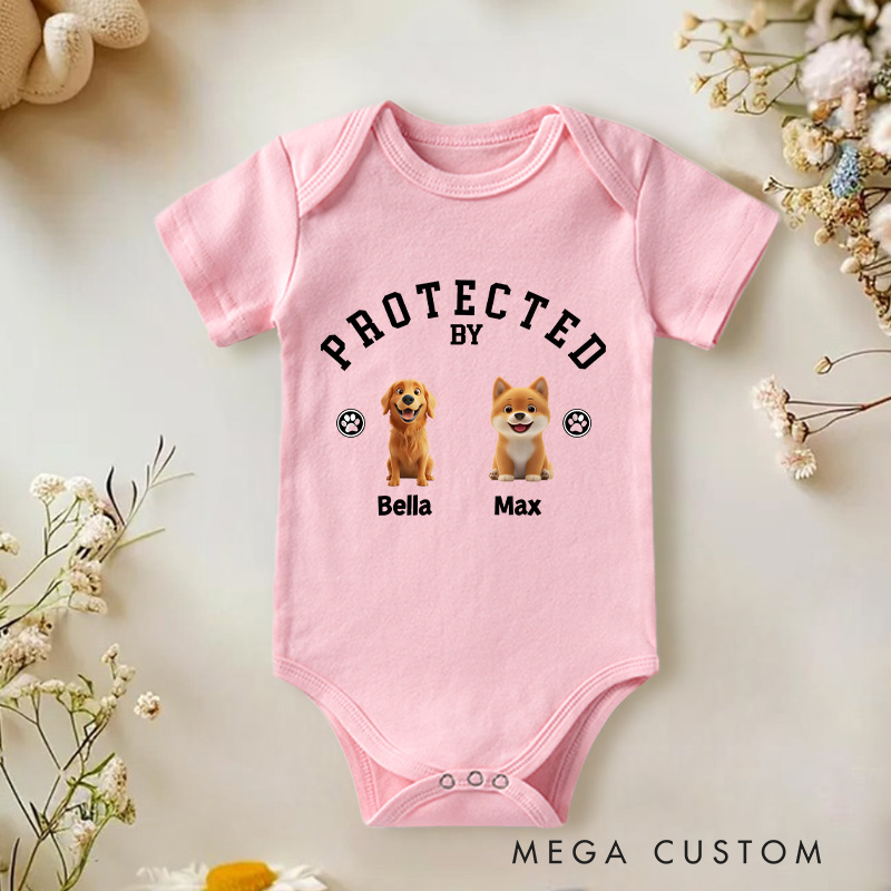 Personalized Playful Canine Guardianship with Adorable Dog Protectors Theme for Infants Baby Bodysuit