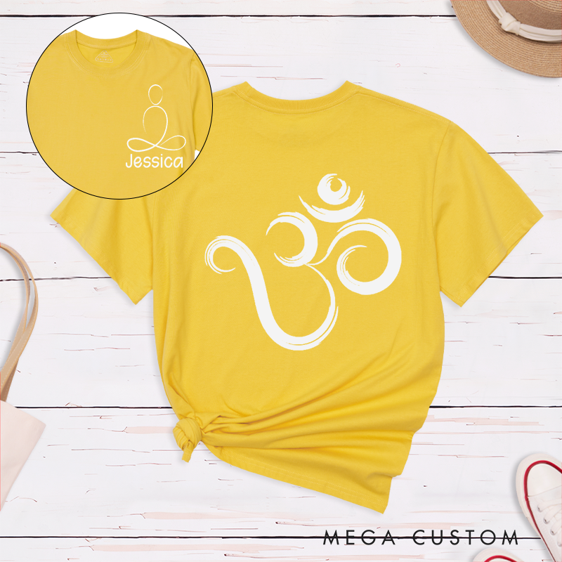Personalized Om Symbol T-Shirt with Line Meditation Pattern Design Perfect Gift for Yoga Lover and Meditation