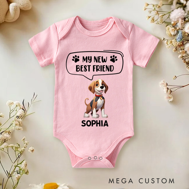 Personalized Our New Best Friend Baby Onesie