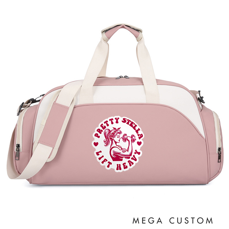 Personalized Monogram Sports Gym Duffel Bag Pretty Weightlifting Graphic Overnight Bag Gift Workout Bag for Athlete Personal Trainer