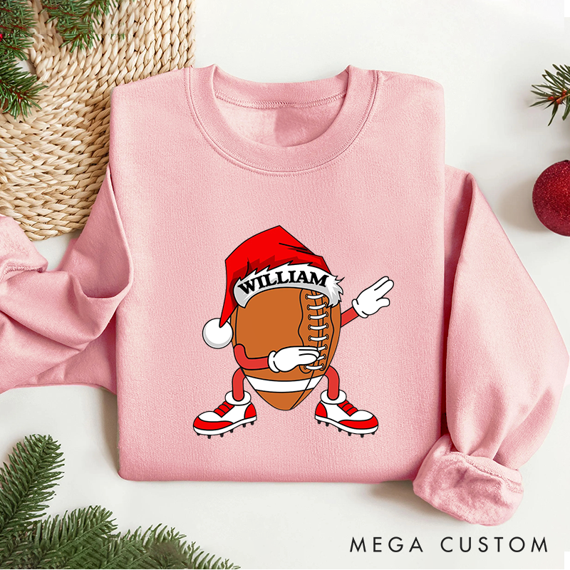 Personalized American Football Christmas Sweatshirt with Custom Number for Festive Style with a Fun Twist