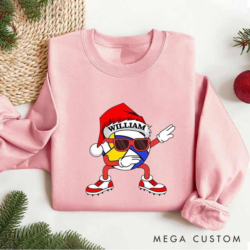 Personalized Dabbing Volleyball Christmas Sweatshirt with Custom Name