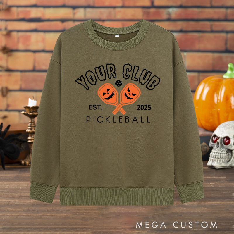 Personalized Halloween Pickleball Club Sweatshirt with Custom Club Name and Year Design