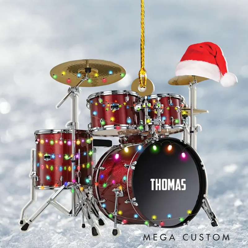 Personalized Drum Acrylic Christmas Ornament Gift for Drum Lover and Musician