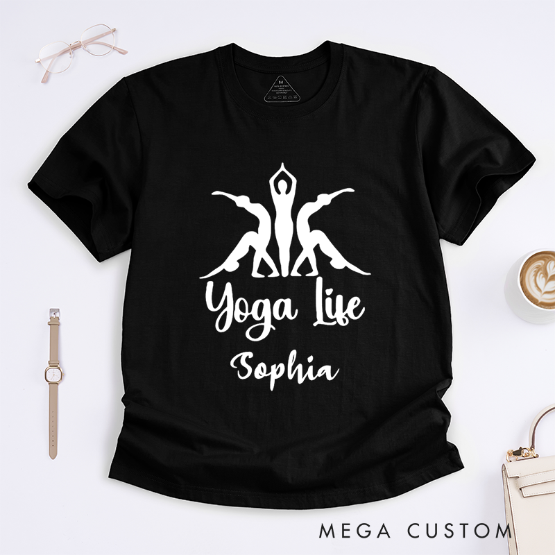 Personalized Yoga Life T-Shirt Yoga Lifestyle T-Shirt Yoga Poses T-Shirt Yoga Lover Gift Yoga Women T-Shirt Yoga Group T-Shirt