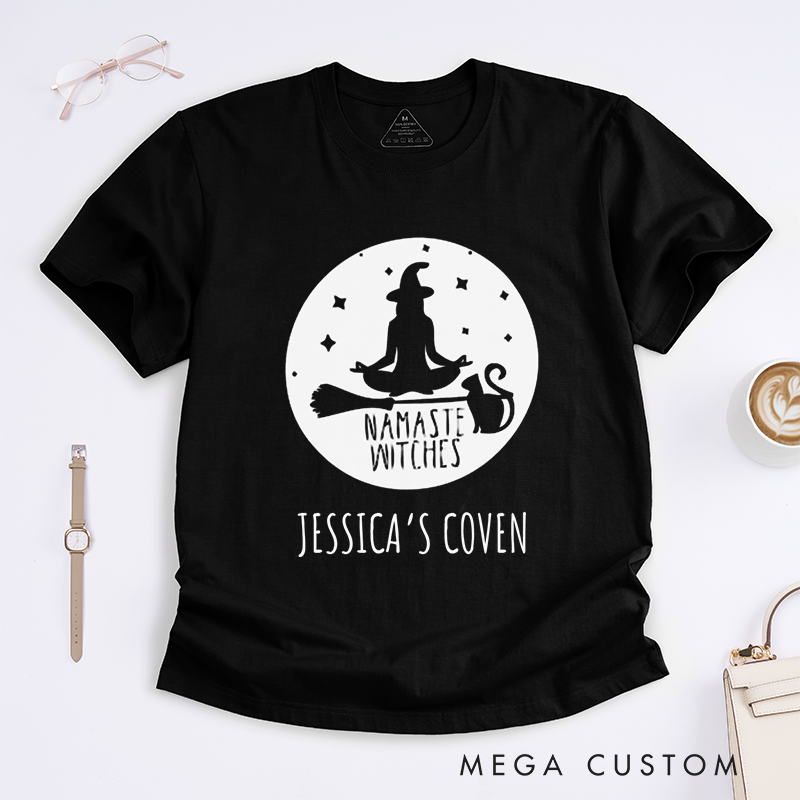 Personalized Magic Witch Yoga T-Shirt Namaste Witches Yoga T-Shirt Yoga Sports T-Shirt Lover Gift Idea for Her
