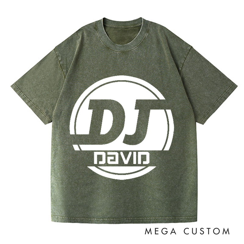 Personalized Washed T-Shirts DJ Name Music Tee