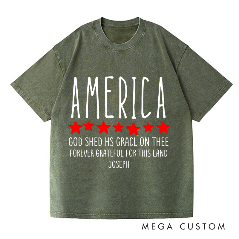 Personalized Washed T-Shirts God Shed His Grace on Thee T-Shirt