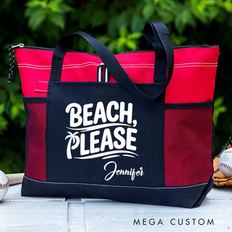 Personalized Beach Please Tote Bag Canvas Tote Travel Bag Gift for Traveling Lovers Vacation Gift