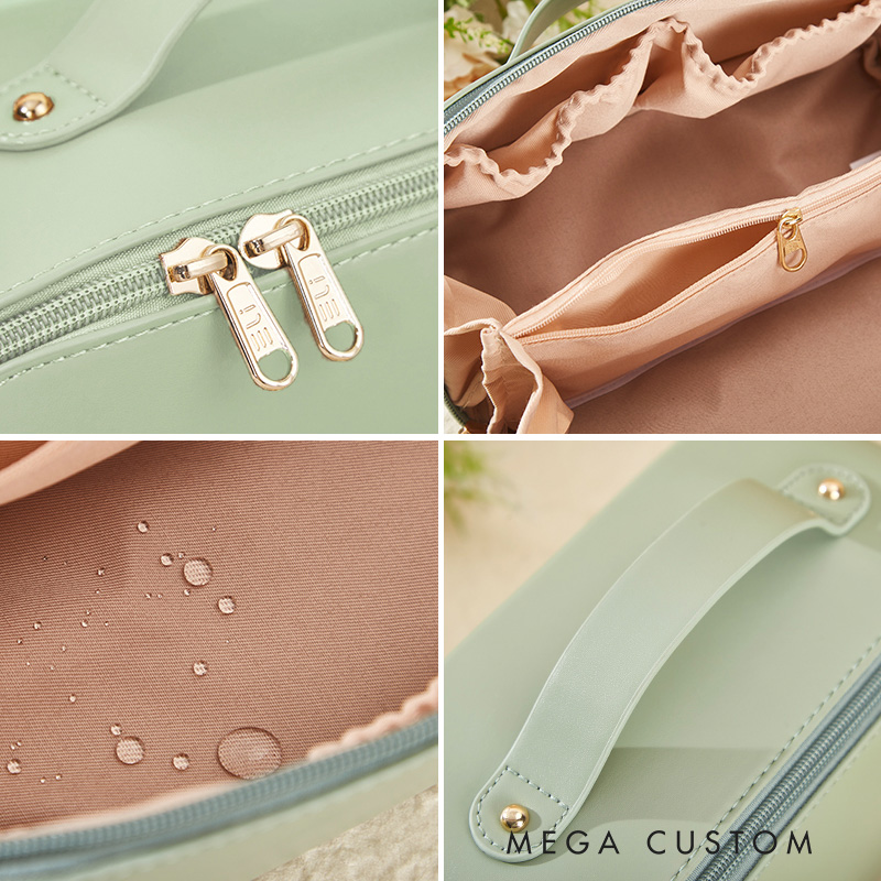 Personalized Vacay Vibes Cosmetic Bag for Traveling Lovers Custom Travel Makeup Bag Leather Toiletry Bag for Her