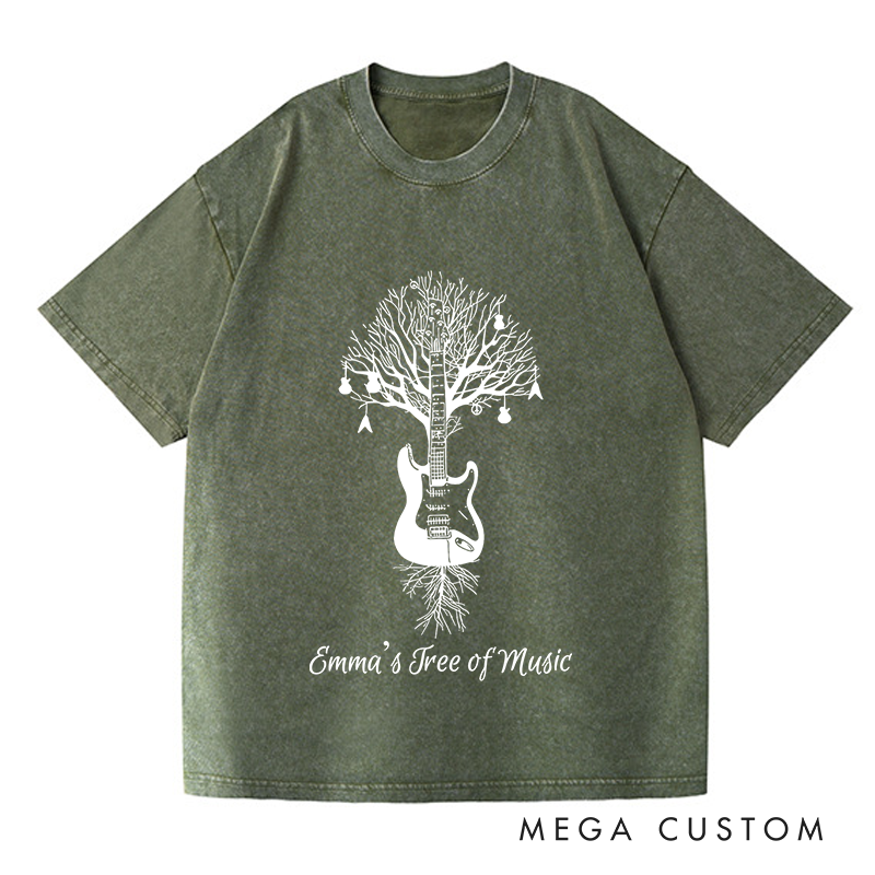 Personalized Washed T-Shirts Drum Kit T-Shirt Musical Drummer Tree Percussion in All Sizes T-Shirt