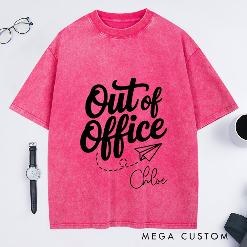 Personalized Out of Office Washed T-Shirt for Traveling Lovers Traveler Gifts Adventure Tee
