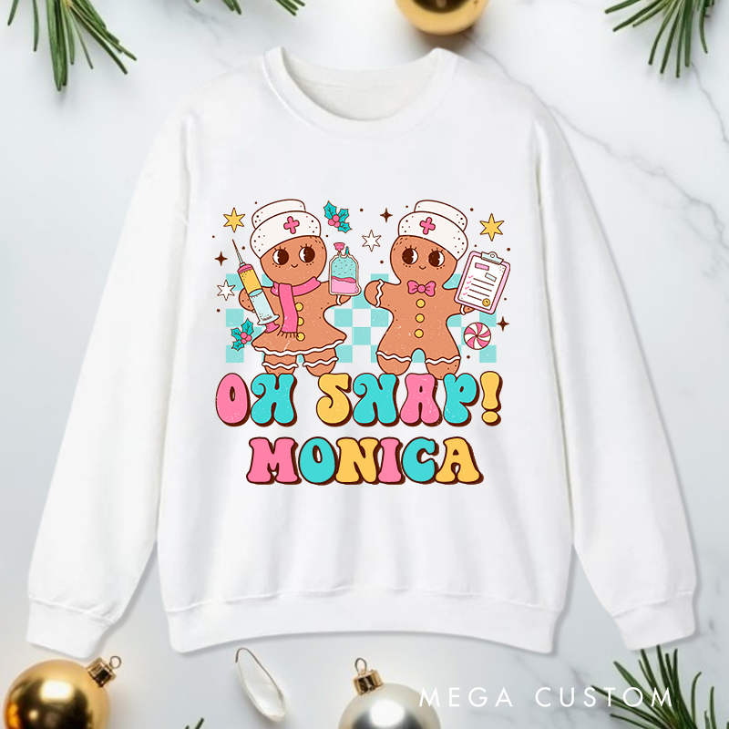 Personalized Nurse Sweatshirt Customized Gingerbread Nurse Design Sweatshirt Nurse Christmas Gifts 