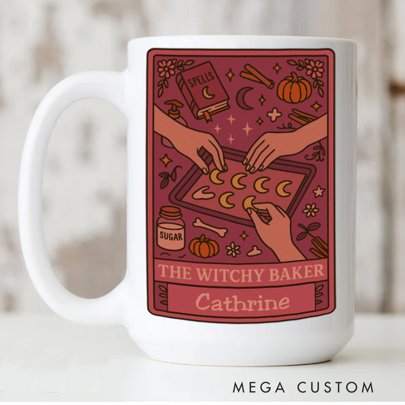 Personalized the Witchy Baker Mugs Custom Halloween Baking Cup with Name Tarot Baking Witch Coffee Mug Baking Lover Gift